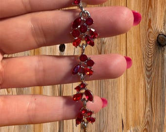 Ruby Stone Long Pendant Earrings: Elegant Party Jewelry