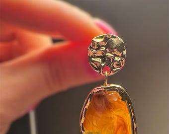 New Handmade Vintage Fashion Earrings Geometry Bohemian Acrylic in Beige, Grey and brown