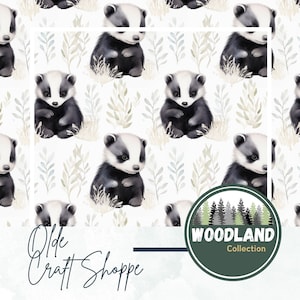 File di modello senza soluzione di continuità, acquerello carino cucciolo di tasso su sfondo bianco, animale creatura del bosco, foresta, carta digitale, tessuto tessile PNG