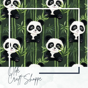 File di modello senza soluzione di continuità, cartone animato carino cucciolo di panda e sfondo di bambù, animale creatura del bosco, foresta, carta digitale, tessuto tessile