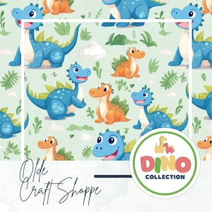 Archivo de patrón sin costuras, dinosaurios de dibujos animados coloridos y lindos de Kawaii, fondo de pantalla, fondo, papel digital, tela textil, guardería para bebés, PNG, JPEG