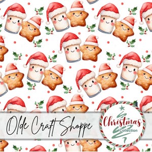 Kawaii Milch und Kekse Musterdatei, Lebensmittel Paare, Perfektes Paar, Weihnachten Digital Papier, Textil, Kinder, PNG JPG PDF | CHR057