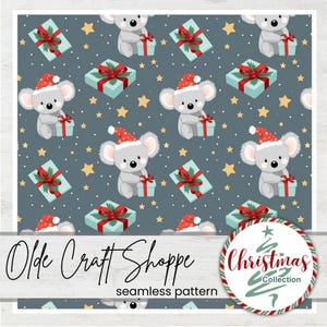 Weihnachten Koala mit Geschenken Muster, Geschenke, Noel Design, Winter Print, Eve, Digital Papier, Textil Stoff, PNG JPG PDF