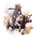 Watercolor Western Female Rodeo Bull Riders Clipart Bundle, Woman, Wild ...
