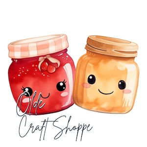 Lindo fondo transparente de mantequilla de maní y mermelada kawaii PNG, clipart, alta resolución, pareja perfecta de alimentos / PP008