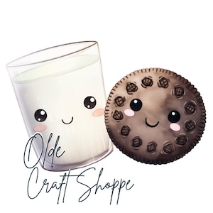 Cute Kawaii Milk and Cookies and Cream Transparent Background PNG, High Resolution, Clipart, Food Pairs Perfect Couple | PP002