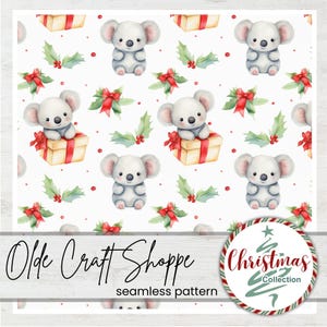 Weihnachten Koala mit Geschenken Muster, Geschenke, Noel Design, Winter Print, Eve, Digital Papier, Textil Stoff, PNG JPG PDF