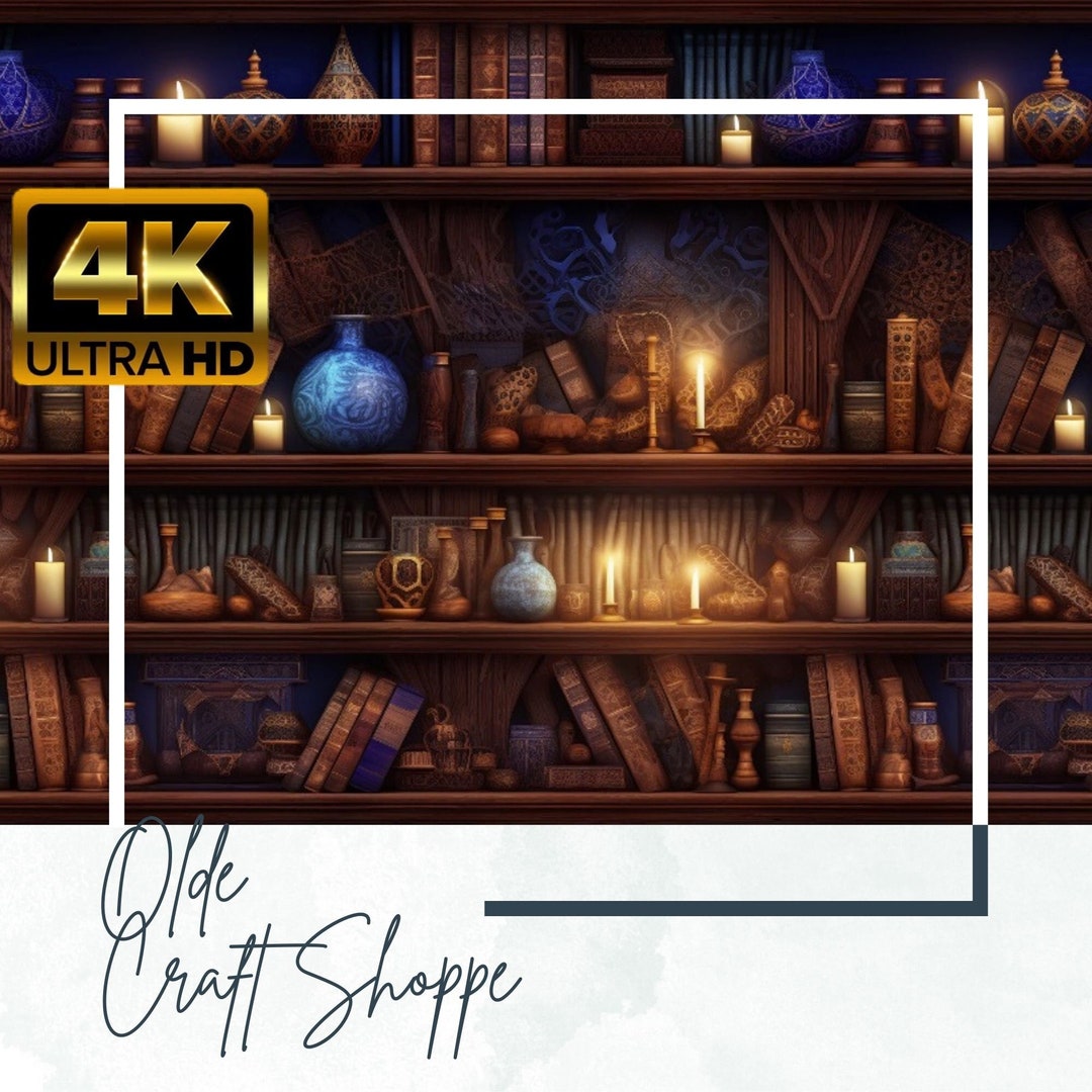 Premium Seamless File Sorcerer's Bookcase Magic Spells Etsy