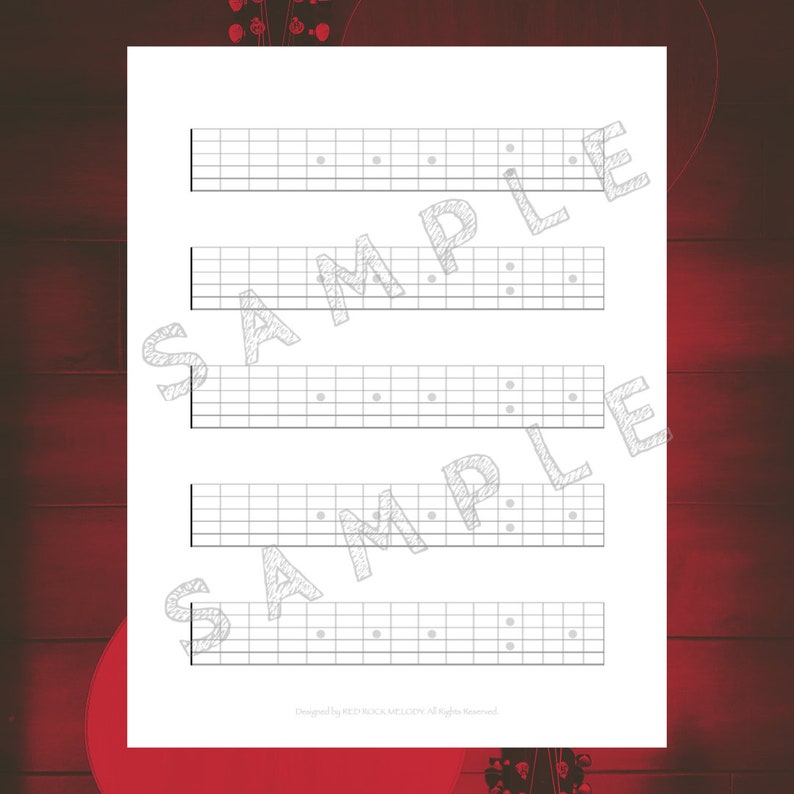 Blank 6-string Guitar Fretboard Diagrams, Guitar Neck Charts, Two ...