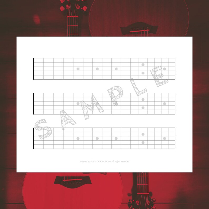 Blank 6-string Guitar Fretboard Diagrams, Guitar Neck Charts, Two ...