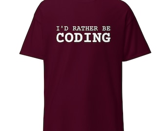 T-shirt I'd Rather Be Coding (scritta bianca)
