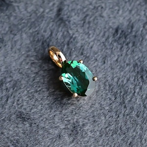 Blue Green Tourmaline Oval 18k Solid Gold Collet Prong Charm Pendant, Natural Gemstone Handmade Gold Pendant | 7.5x6x4 MM