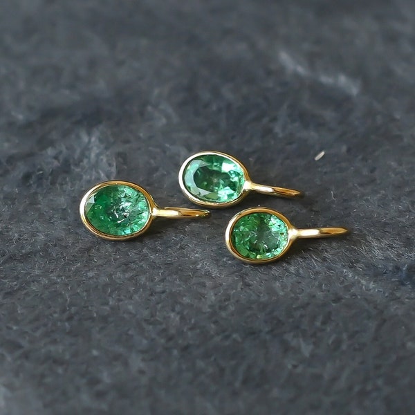 Natural Zambian Emerald 18k Solid Gold Tiny Charm Pendant, Natural Emerald Gemstone Jewelry, Pure Gold Gemstone Pendant | 5.5x4x2 MM