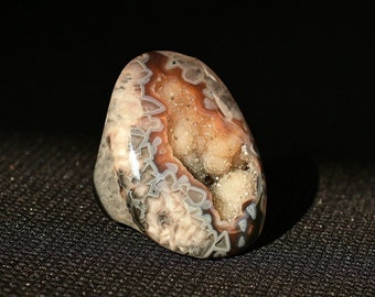 Saharan Sunset Druzy Agate Ring, Brown Agate Geode Druzy Ring, Rare Drusy Jewelry, Unisex Natural Gemstone Jewelry | Ring Size: US 7.5