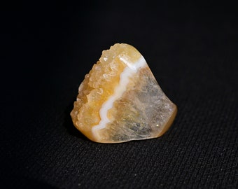 Citrus Brust Druzy Agate Ring, Yellow Agate Geode Druzy Ring, Natural Rare Druzy Jewelry Unisex Gemstone Jewelry | Ring Size: US 7.25