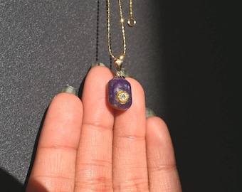 Morado Opal with 18k Solid Gold Pendant, Natural Gemstone Handmade Pendant, Pure Gold Charms | 11x9x9 MM