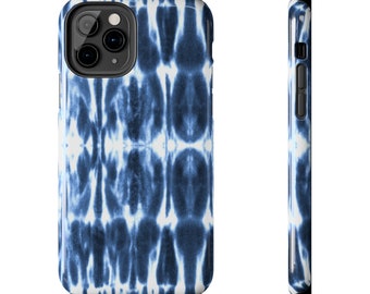 Indigo Japanese Shibori iPhone Case, Blue Tie Dye Art Phone Case, iPhone 14, iPhone 13, iPhone 12,  iPhone 11, iPhone 10, Mini, Pro, Pro Max