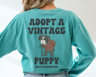 Senior Dog Rescue Long Sleeve Shirt: Vintage Inspired Cotton Tee