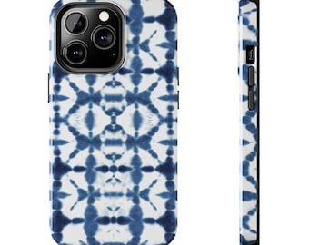 Japanese Shibori iPhone Case: Blue Tie Dye Art, Tough Protection