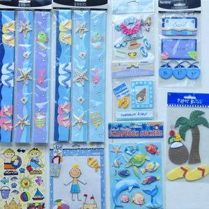 You Choose Beach, Ocean, Sea, Tropics, Oasis, Swimming,Fish,Dolphin,Whale, Bikini, Shorts, Leisure, Sand, Palms Scrapbook Stickers..Jolees.