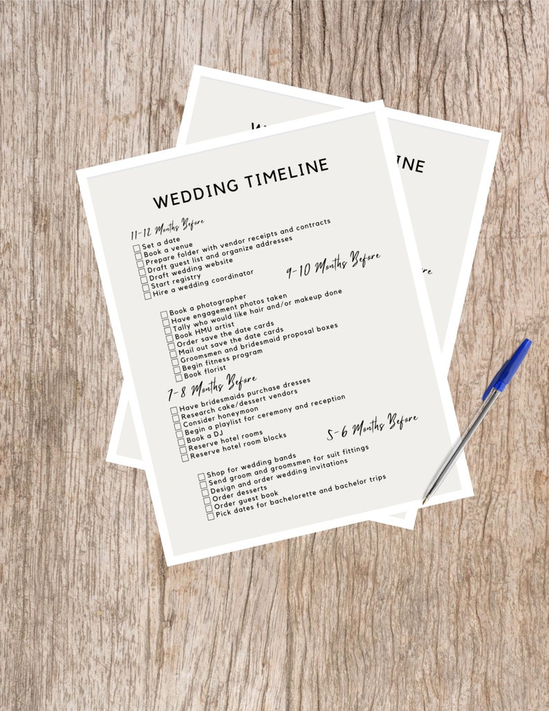 Wedding Planning Timeline Template Etsy