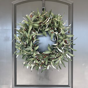 Olive Branch Wreath for Front Door, Year Round Greenery Wreath, All Season Home Decor, 22&quot;, Modern Farmhouse Decor, Front Door Wreath