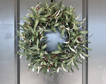 Olive Branch Wreath for Front Door, Year Round Greenery Wreath, All Season Home Decor, 22", Modern Farmhouse Decor, Front Door Wreath
