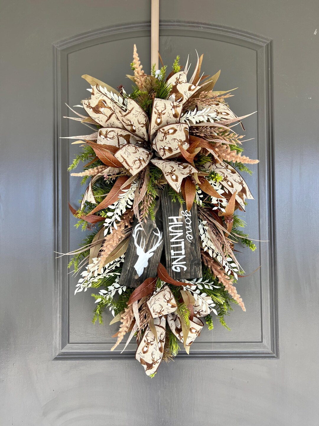 Deer Hunting Swag for Front Door, Deer Hunting Home Decor, Deer Wreath ...