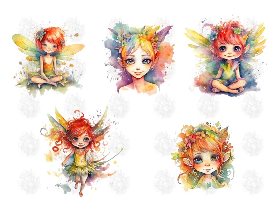 Rainbow Watercolor Fairy Clipart - Pastel Fairy Fantasy in PNG Format ...