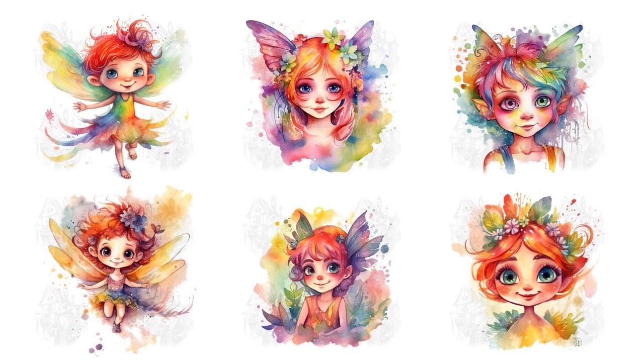 Rainbow Watercolor Fairy Clipart - Pastel Fairy Fantasy in PNG Format ...
