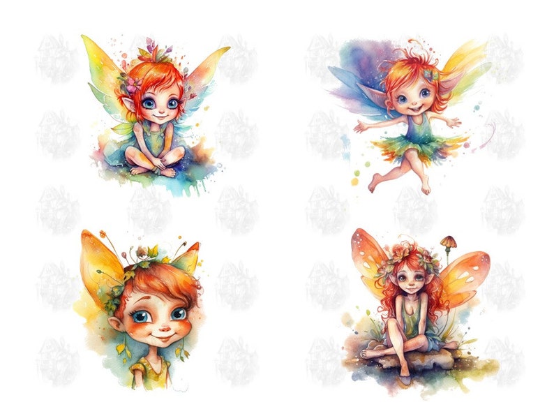 Rainbow Watercolor Fairy Clipart Pastel Fairy Fantasy in PNG - Etsy
