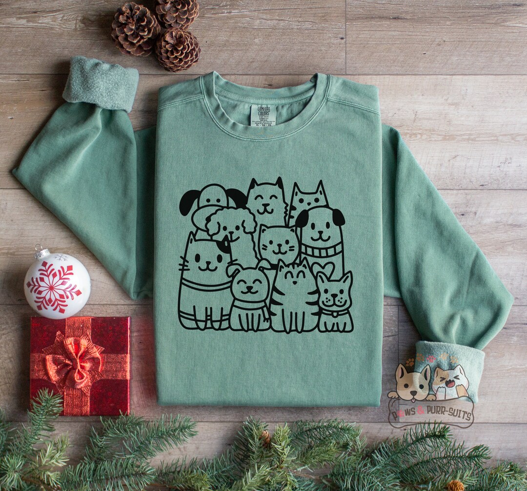 Comfort Colors Dog and Cat Sweatshirt, Animal Lover Shirt, Dog Owner