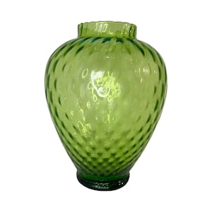 Vintage Large Hand-Blown Green Empoli Optic Art Glass Vase