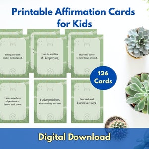 Printable Children's Positive Affirmation Cards | Affirmation Cards for Kids | Encouragement Cards for Kids | PDF | Digital Download | Yoga