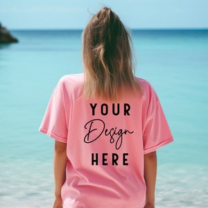 Watermelon Comfort Colors 1717 Back of Shirt Mockup, Oversized Pink Comfort Color Mockup, Aesthetic Beach T Shirt Mock Up, Summer Mockup