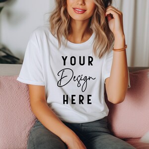 Bella & Canvas 3001 White TShirt Mockup, Bella Canvas Shirt, White Mockup, Shirt Mockup, Cozy Mockup, Trendy Tee Mockup, Model Mockup, POD