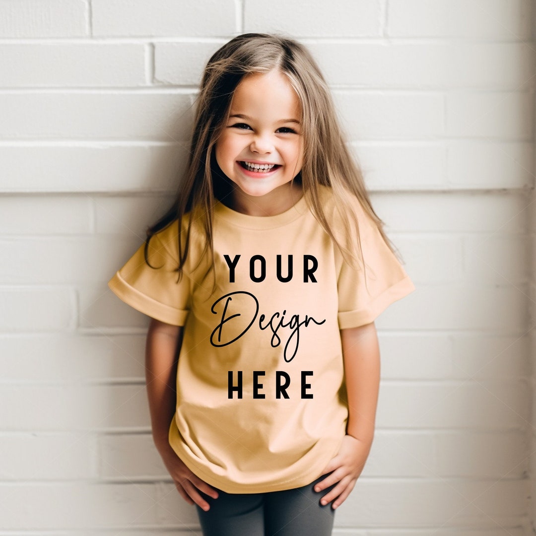 Kids Yellow Tshirt Mockup, Comfort Colors C9018 Butter Mock Up, Boho