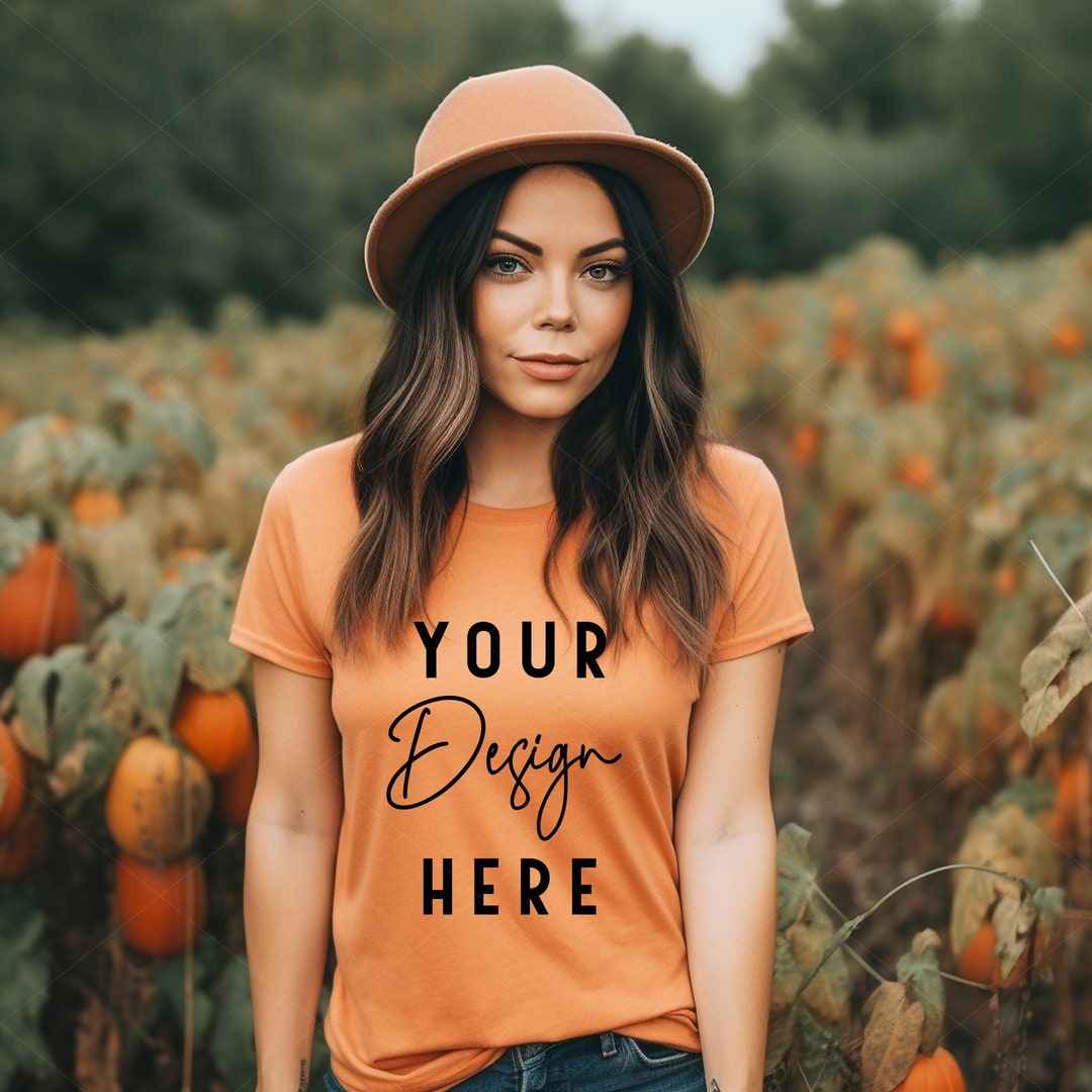 Fall Mockup, Orange Bella Canvas 3001 Mockup, Halloween Mockup, Bella ...