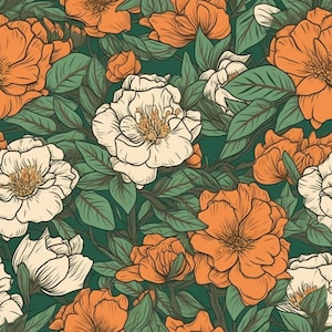 Ditgal White and Orange Flowers Blooming