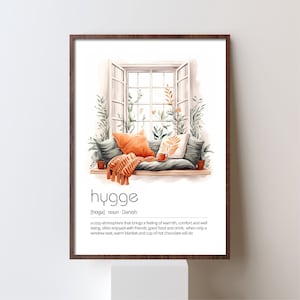 Hygge Scandi print #4, definition wall art, whimsical Nordic cozy artwork print, Scandinavian boho poster, Danish folk housewarming gift