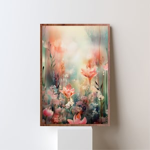 Mystical Forest poster #3, nature wall art, floral print, botanical wall decor, flower landscape print, living room decor, abstract art