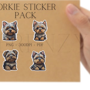 Yorkie Cute Printable Stickers PNG Yorkie PDF Dog Stickers for - Etsy