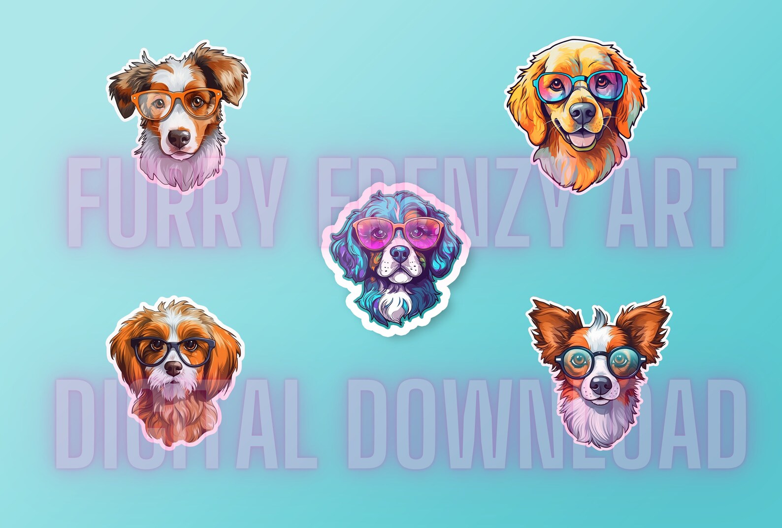 Printable Dogs With Glasses Sticker Pack Digital Download Etsy