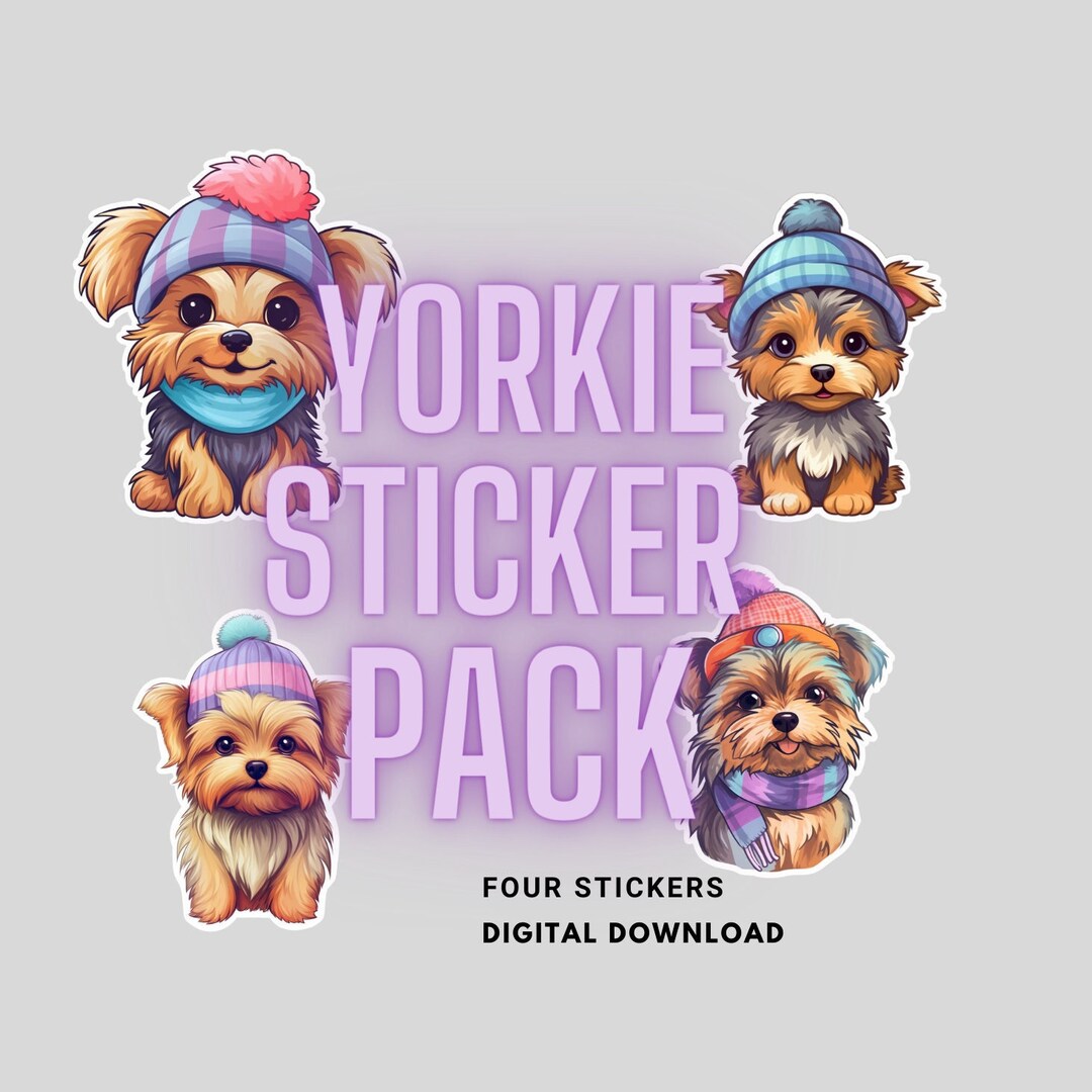 Printable Yorkie Sticker Pack 4 Pngs Transparent - Etsy