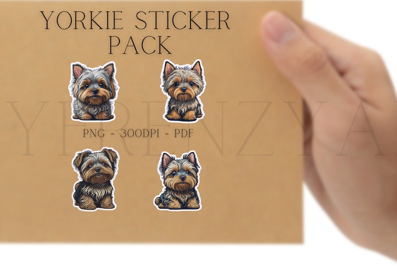Yorkie Cute Printable Stickers PNG Yorkie PDF Dog Stickers for - Etsy