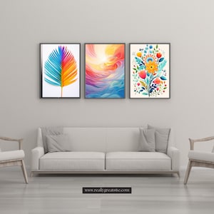 Set of 3 Exhibition Gallery Wall Colourful Art Poster Digital Download Art Prints