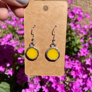 Handmade Yellow Stained Glass Earrings