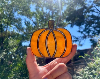 Handmade Stained Glass Holiday Thanksgiving Fall Pumpkin Night Light for Kids or Adults Home Decor