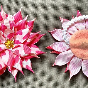 Camo Pink Flower Hair Tie for Women and Girls by BelCA Handmade