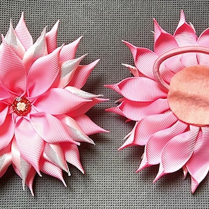 Sleeping Beauty Style Shades of Pink Hair Tie for Women and Girls Flower by BelCA Handmade